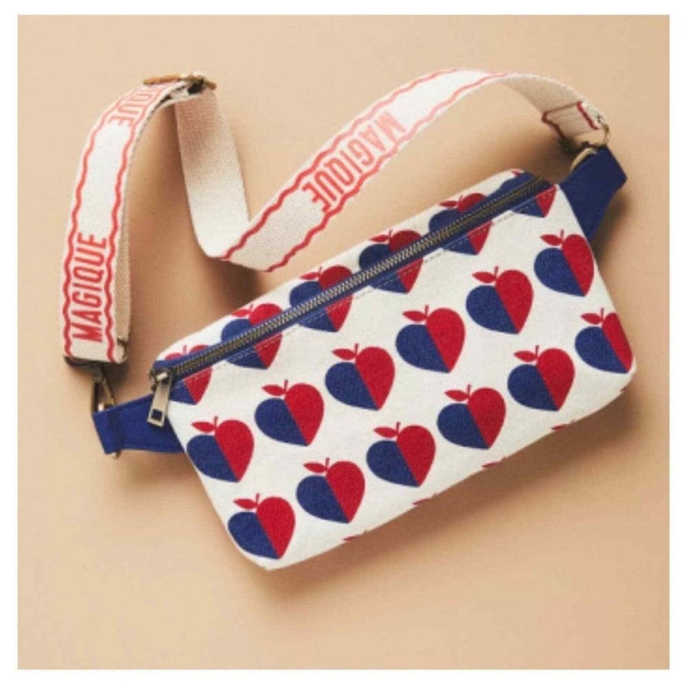 Hotel MAGIQUE + Anthropologie Red and Blue Heart Print Canvas Waist Bag